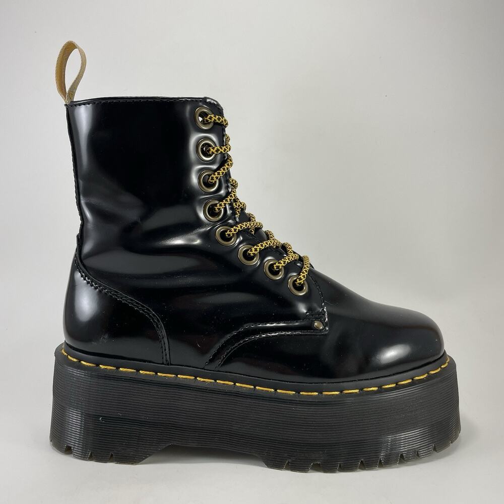 Dr. Martens Vegan Jadon Max Black Platform Boots Womens Size 9 Side Zip Combat